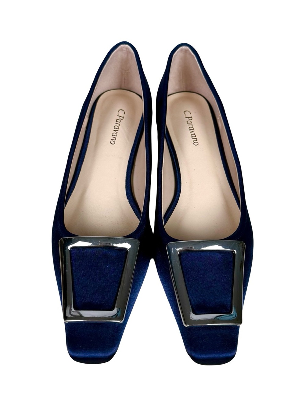 C.Paravano
Metal Buckle Satin Low Heel Pump Lucia Navy Blue size 38 (US 7.5)NWOB